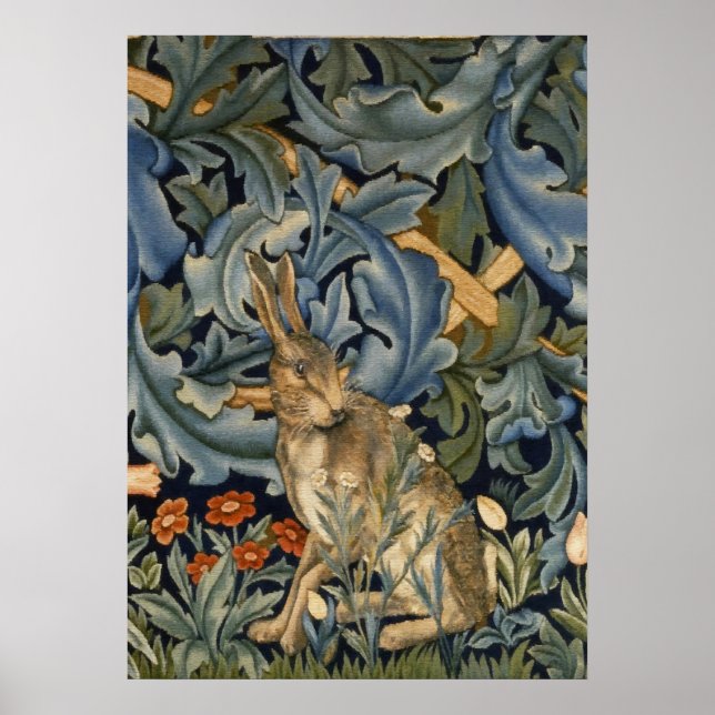 Poster William Morris Forest Rabbit Floral Art Nouveau (Frente)