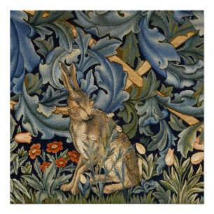 Póster William Morris Forest Rabbit Floral Art Nouveau