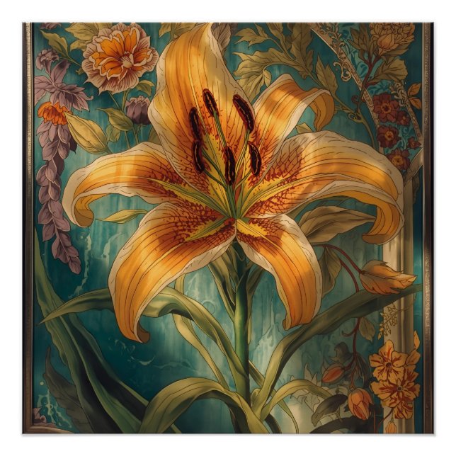 Póster William Morris Golden Lily Antigo Pré-Rafaelita (Frente)