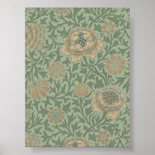 Poster William Morris Grafton Padrão Floral Verde Sálvia