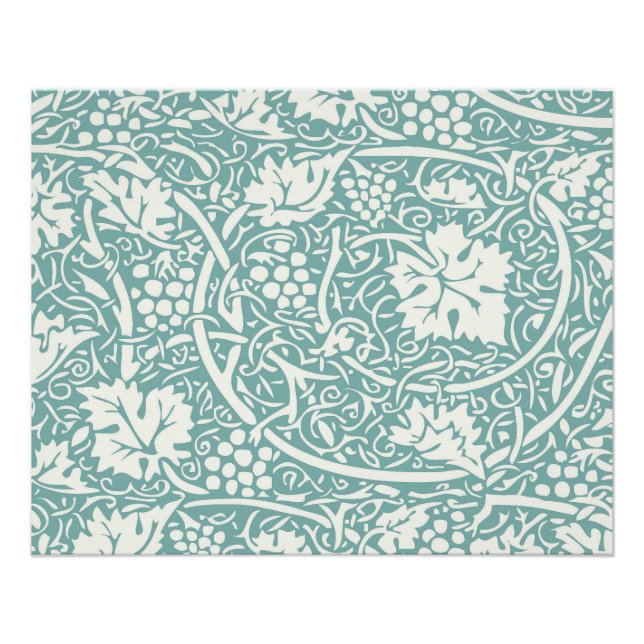 Póster William Morris Grape Pattern Teal Turquoise (Frente)
