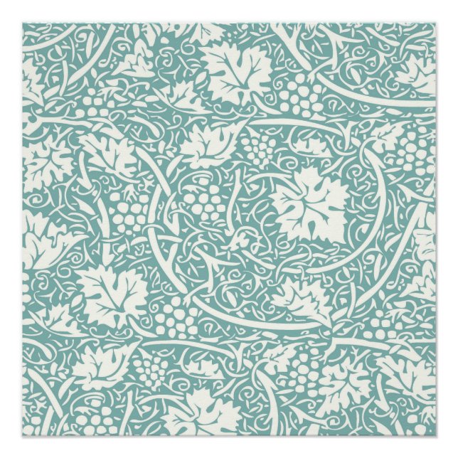 Póster William Morris Grape Pattern Teal Turquoise (Frente)