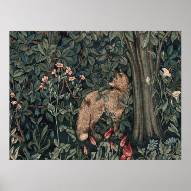 Poster William Morris Greenery Fox Vida Selvagem  (Frente)