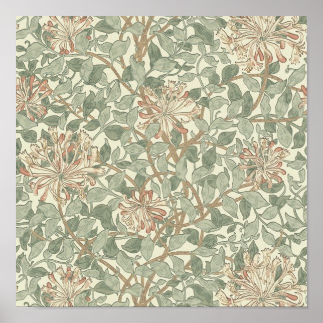 Póster William Morris Honeysuckle Flower Wallpaper (Frente)