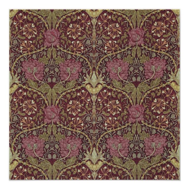 Póster William Morris, Honeysuckle, padrão floral, arte (Frente)