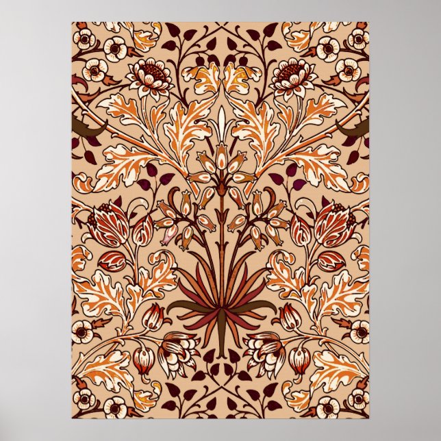 Poster William Morris Hyacinth Impressão, Brown e Beige (Frente)
