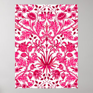 Poster William Morris Hyacinth Impressão, Burgundy e Rosa