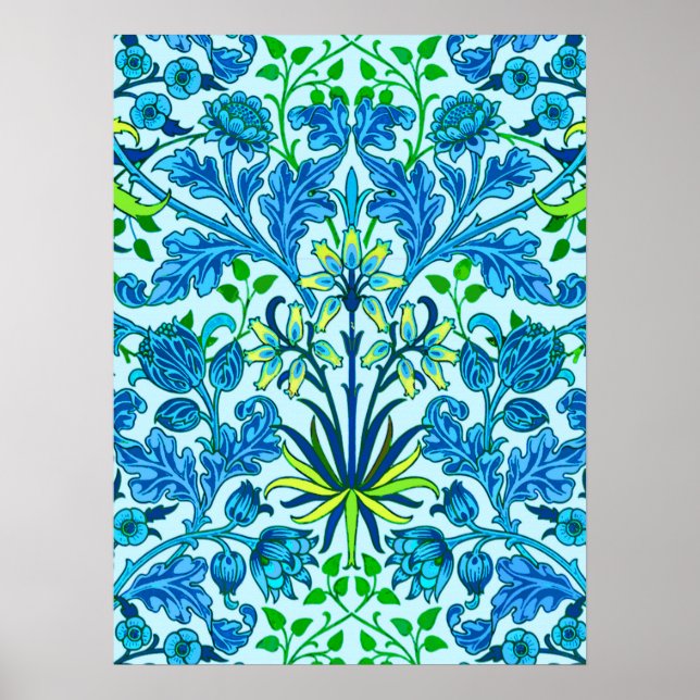 Poster William Morris Hyacinth Impressão, Cerulean Blue (Frente)