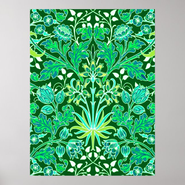 Póster William Morris Hyacinth Impressão, Emerald Green (Frente)