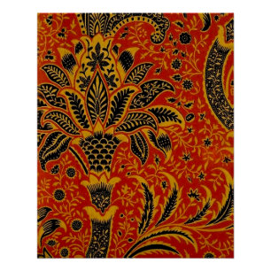 Póster William Morris India Red Floral