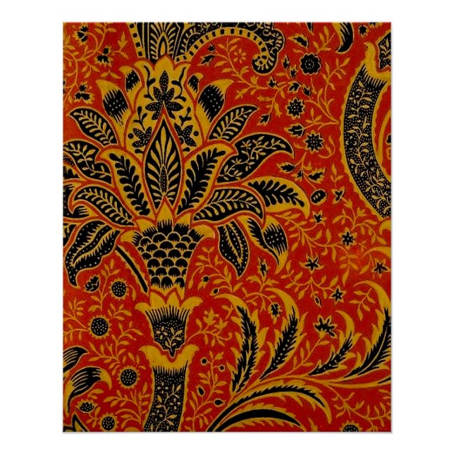 Póster William Morris India Red Floral (Frente)