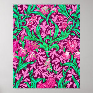 Poster William Morris Irises, Fuchsia Pink e Wine