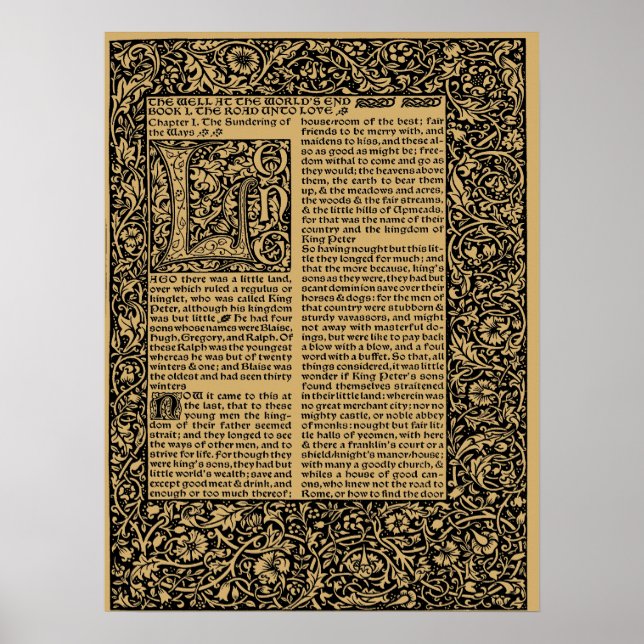 Poster William Morris Kelmscott Press página 1896 (Frente)