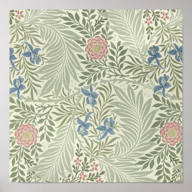 Poster William Morris Larkspur Floral Wallpaper Padrão (Frente)