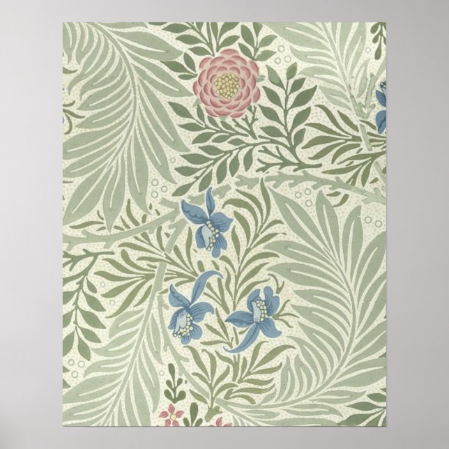Póster William Morris Larkspur Floral Wallpaper Padrão (Frente)