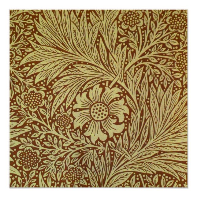 Póster William Morris Marigold Padrão Antiquado de Flor (Frente)