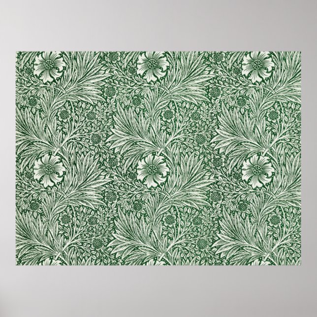 Poster william morris marigold verde floral papel de pare (Frente)