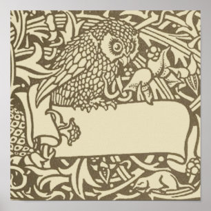 Póster William Morris Owl Floral Vintage Design