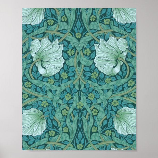 Poster William Morris - Padrão Verde de Pimpernel (Frente)