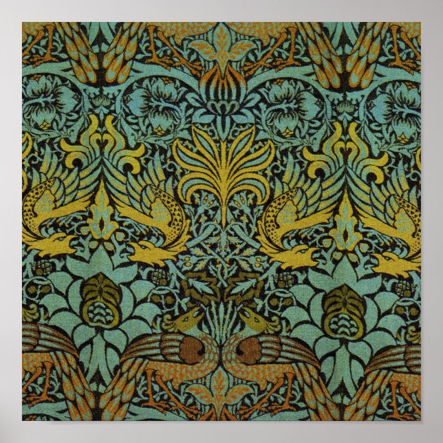 Póster William Morris Peacock Dragon Wallpaper (Frente)