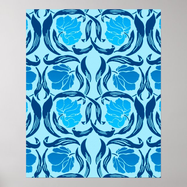 Poster William Morris Pimpernel, Denim e Azul Claro (Frente)