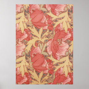Poster William Morris Poppies Arte Floral Nouveau Padrão