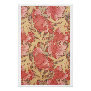 Póster William Morris Poppies Floral Art Nouveau Pattern