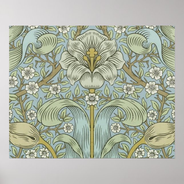 Poster William Morris Primavera Thicket: Floral Antiquado (Frente)