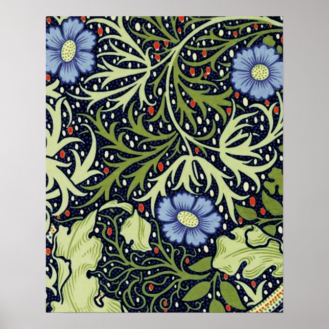 Poster William Morris Seaweed Flor Antiquado (Frente)