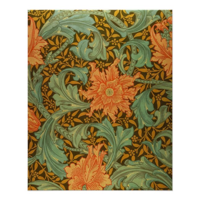 Póster William Morris Solteiro Stem Pattern Art Nouveau (Frente)