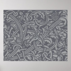 Póster William Morris Thistle Floral Art Nouveau Padrão