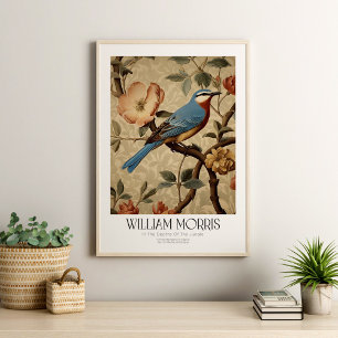 Poster William Morris Vintage Blue Bird com Blossomas