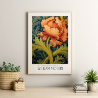 William Morris Vintage Flor Laranja Antiquado