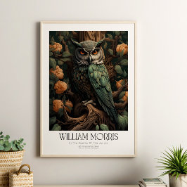 Poster William Morris Vintage Owl com Blossoms