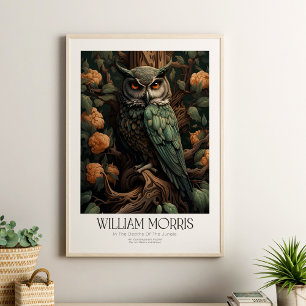 Poster William Morris Vintage Owl com Blossoms