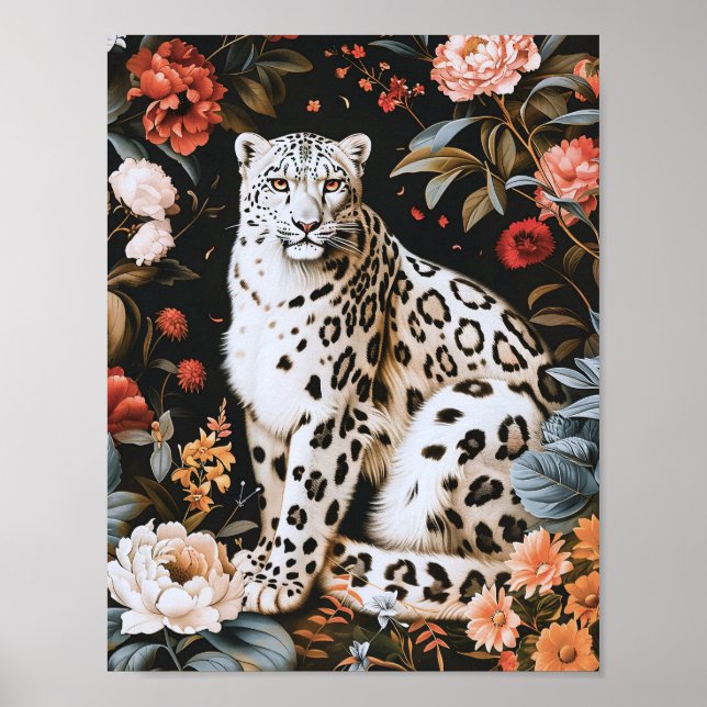 Poster William Morris White Leopardo com Floral (Frente)