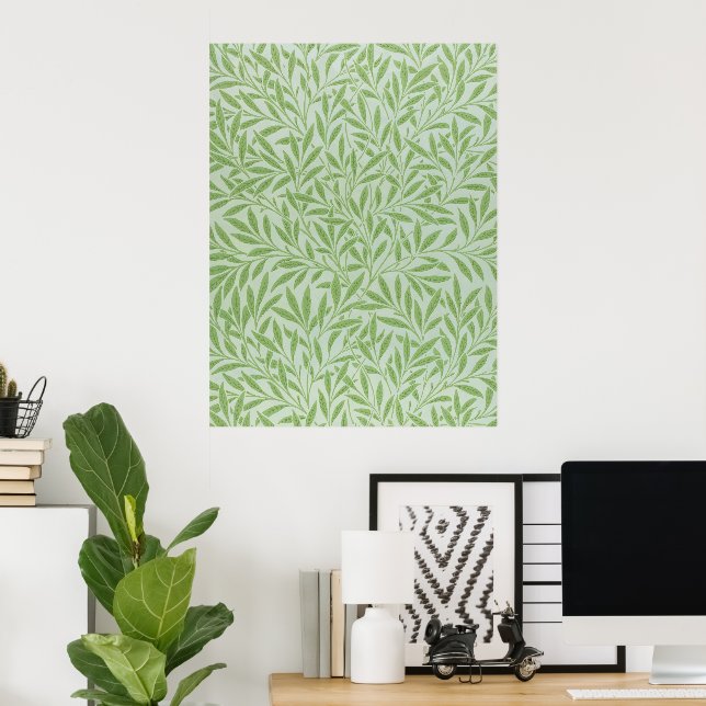 Poster William Morris Willow Flower Classic Green (Escritório em casa)