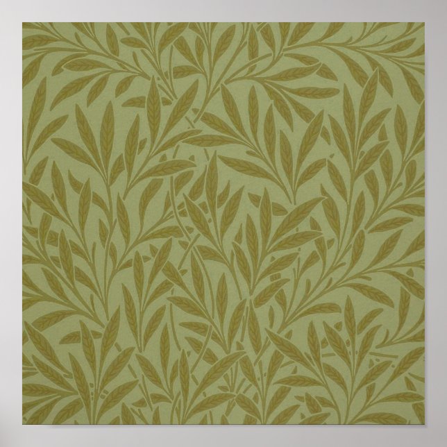 Póster William Morris Willow Folha Floral Antiquada (Frente)