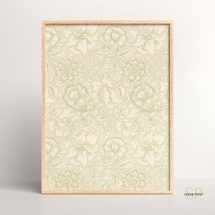 Poster William Morris Wreath Poppy Green Nature Vintage