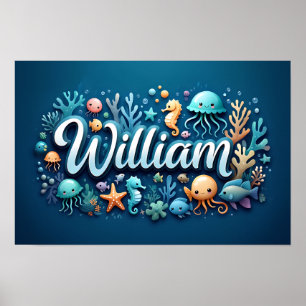 Poster William Ocean Nursery, Animais Submarinos