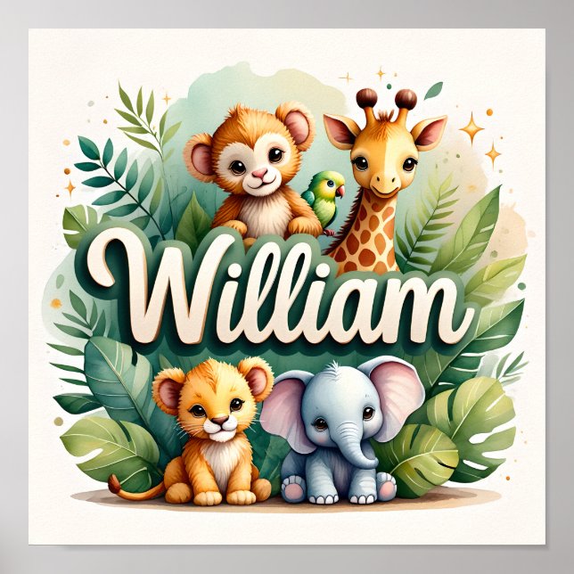 Poster William Safari Nursery Wall Art (Frente)