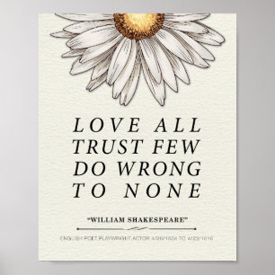 Poster William Shakespeare Ama Citação