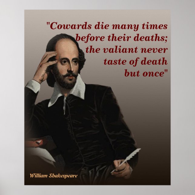 Poster William Shakespeare Cita Sobre Covardes E Morte (Frente)