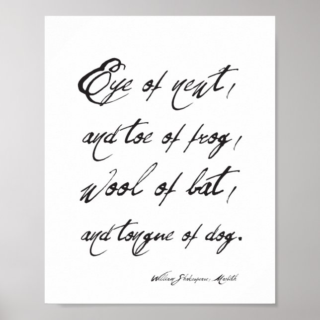 Poster William Shakespeare Macbeth Spooky Citação de Hall (Frente)