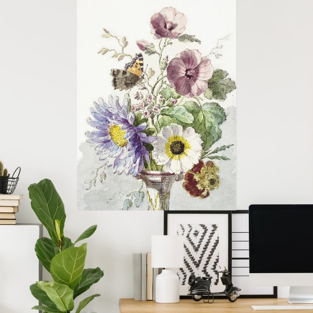 Poster William vanLee Buquê de Flores com Borboleta (Escritório em casa)