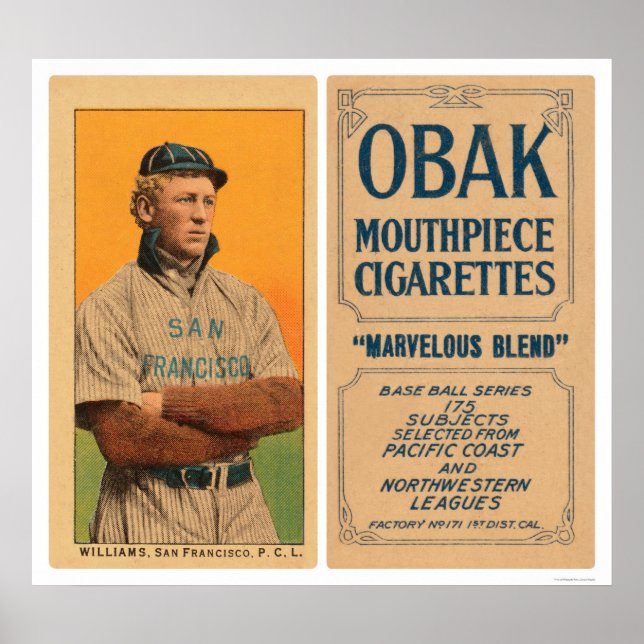 Poster Williams San Francisco Baseball 1910 (Frente)