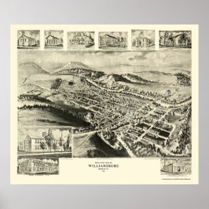 Póster Williamsburg, mapa panorâmico -1906 do PA