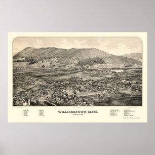 Póster Williamstown, mapa panorâmico das MÃES - 1889
