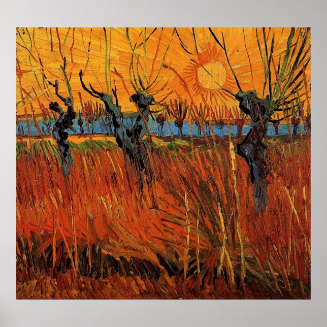 Póster Willows no Sunset por Vincent van Gogh (Frente)