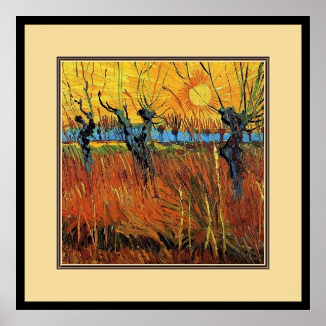 Póster Willows no Sunset,Vincent van Gogh (Frente)